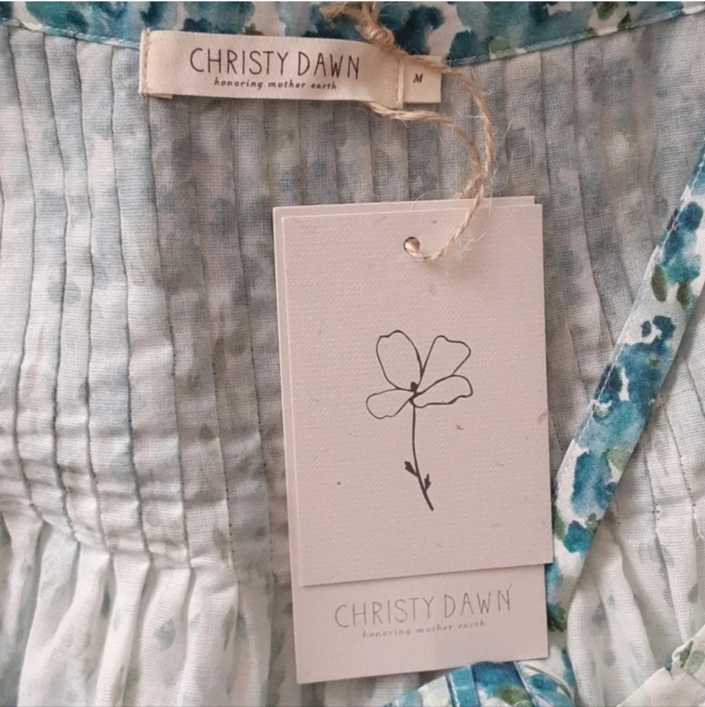 NWT Christy Dawn The Lily Cottage Core Dress in Morning Gladiola Blue/White Sz M